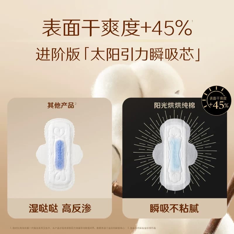 高洁丝夜用天然阳光奢爽纯棉350mm×8片卫生巾姨妈巾 - 缩略图5