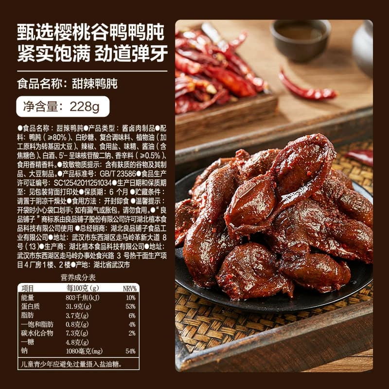 良品铺子甜辣鸭肫鸭肉零食网红休闲小吃解馋追剧垫饥卤味小零食 - 缩略图5