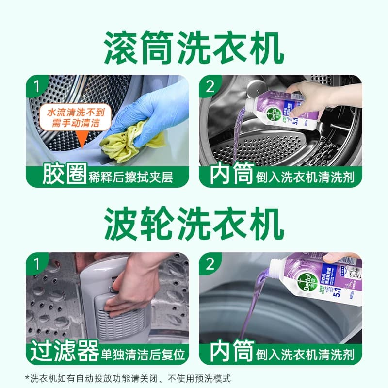 Dettol/滴露洗衣机清洗剂1.0版5效合1舒缓薰衣草-杀菌除垢250ml - 缩略图3