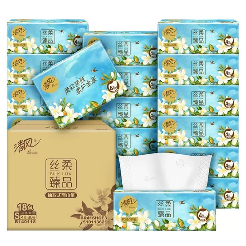 【下拉享优惠】清风抽纸丝柔臻品4层加厚餐巾纸面巾纸巾整箱 - 缩略图2