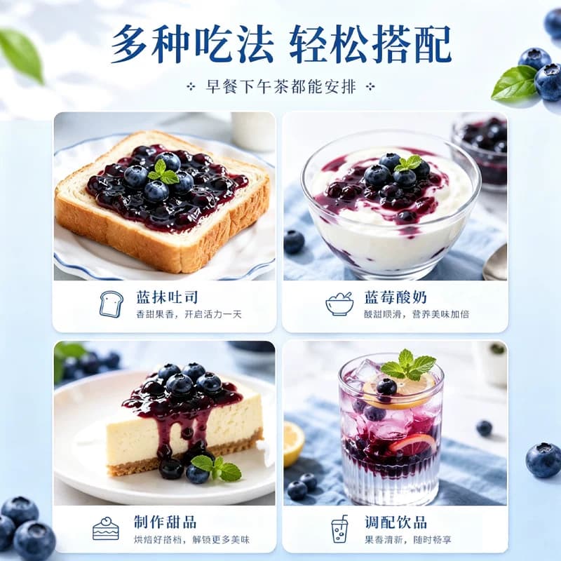 蓝莓果酱150g0添加大果粒纯熬果酱早餐吐司面包轻食烘培调味酱 - 缩略图5