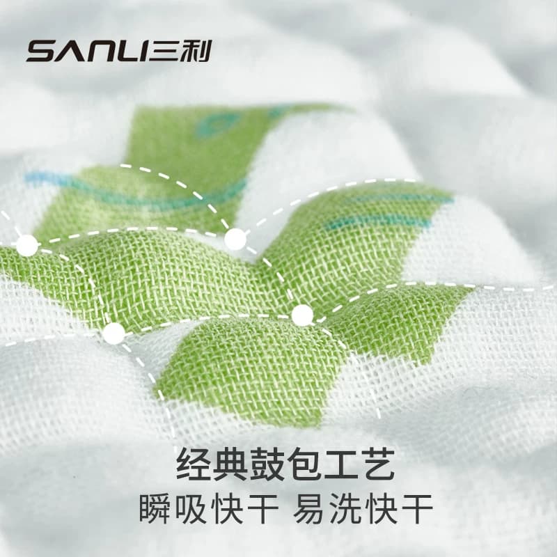 三利童巾纯棉抗菌方巾泡泡六层纱布柔软吸水婴儿毛巾全棉透气宝宝 - 缩略图4
