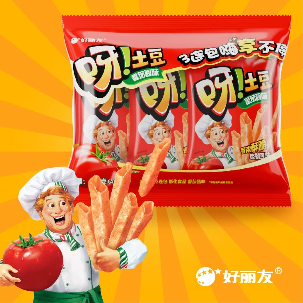 好丽友好友趣泡菜味45g*3连包零食薯条薯片下午茶点心膨化食品 - 缩略图3