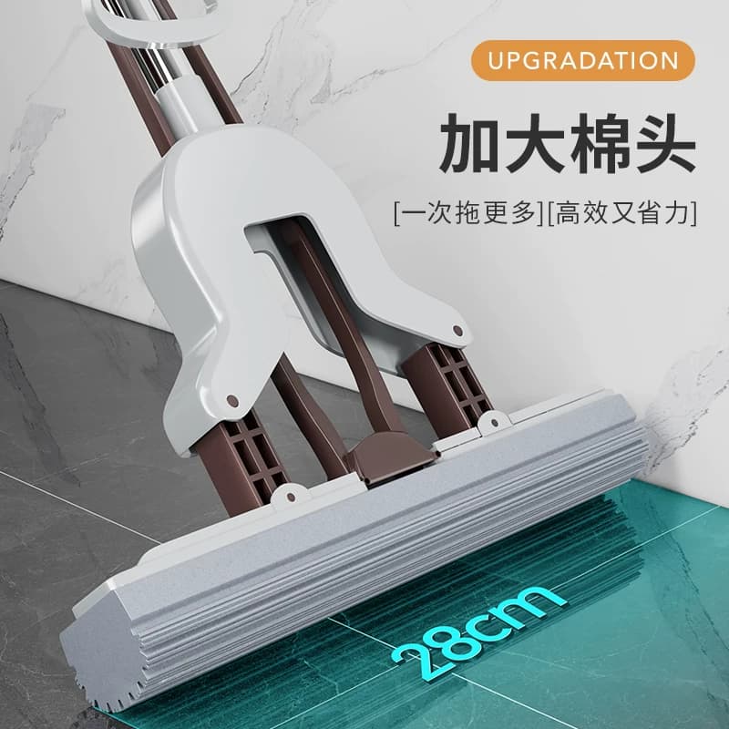 百家好世海绵拖把家用吸水拖布对折式卫生间一拖净挤水拖胶棉拖把 - 缩略图2
