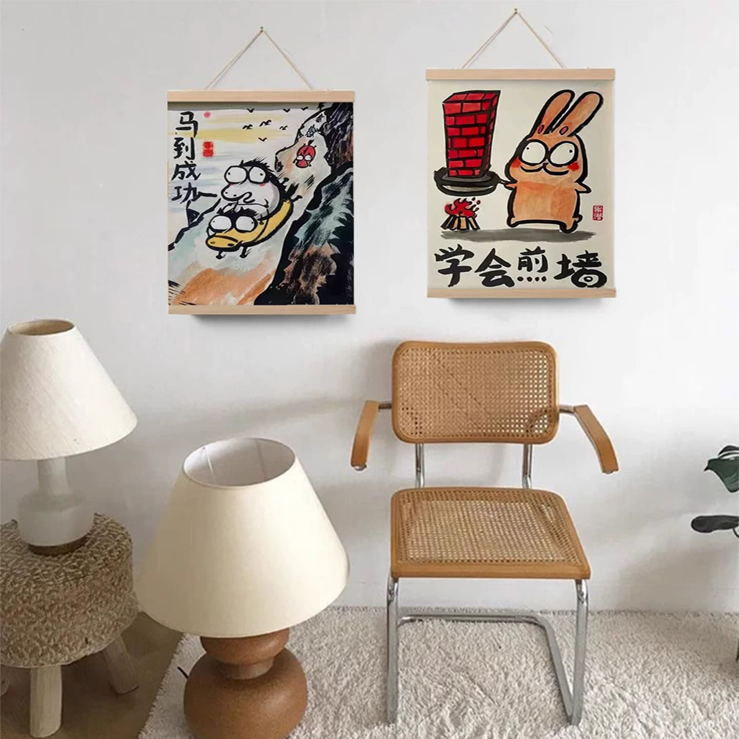 搞笑谐音梗卷轴挂画客厅卧室玄关墙壁软装免打孔电表箱遮挡装饰画 - 缩略图4