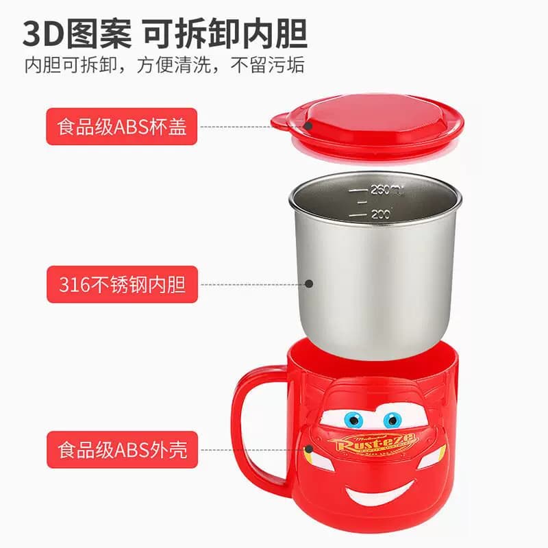 迪士尼儿童水杯家用喝水牛奶果汁杯不锈钢带刻度防摔幼儿园杯子 - 缩略图4