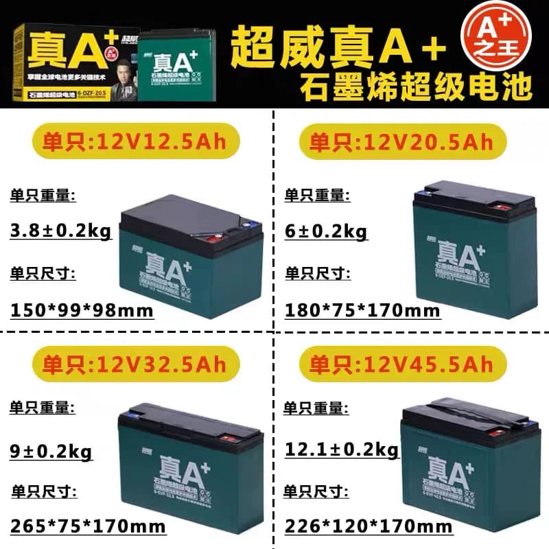 超威电池48V60V72V二三轮电动车12a20a45A58A以旧换新原装蓄电池 - 缩略图2