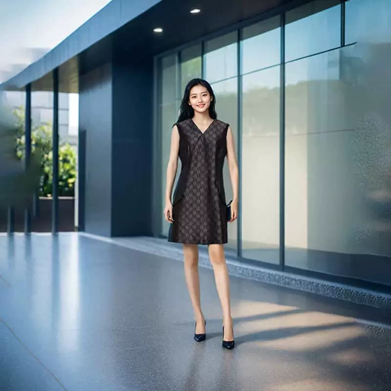 上久楷宋锦连衣裙方方纹名家面料桑蚕丝背心裙真丝衣服定制裁缝 - 缩略图2