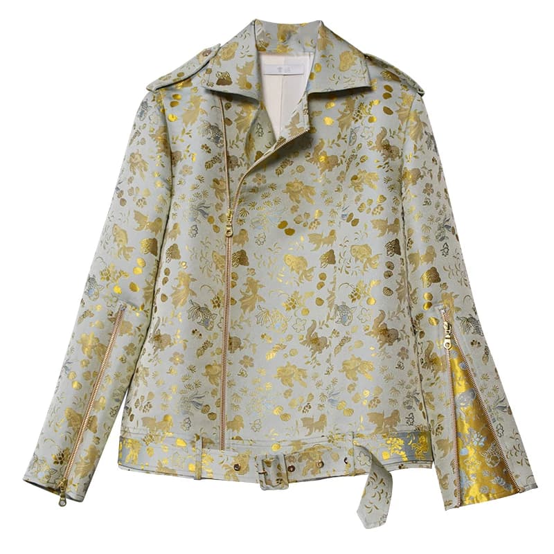 钱小萍织金金鱼水藻宋锦布料外套真丝桑蚕丝面料机车服上衣定制 - 缩略图5