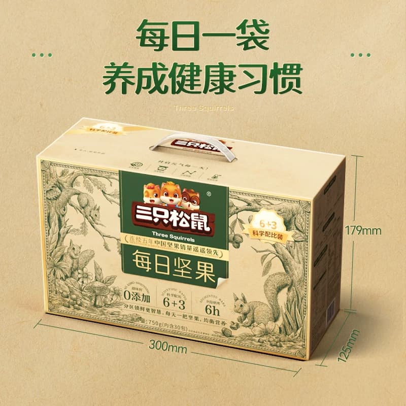 三只松鼠_每日坚果750g/30包健康混合干果果仁零食节日送礼礼盒 - 缩略图4