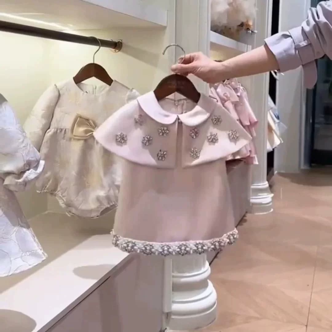 小香风公主连衣裙女童春新款重工镶钻宝宝礼服娃娃领千金风两件套 - 缩略图2