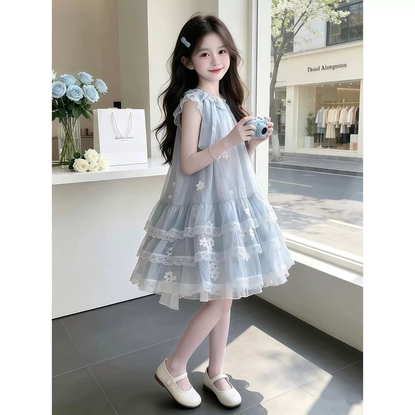女童连衣裙夏季2026新款儿童洋气挂脖公主裙夏装女孩度假沙滩裙子 - 缩略图5