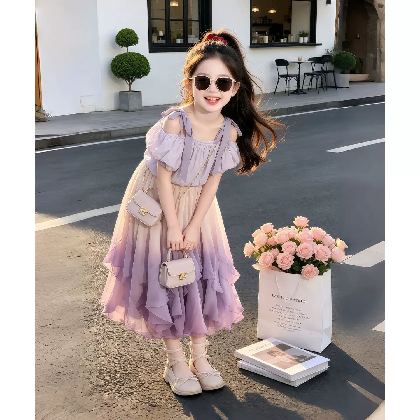 女童连衣裙套装夏季2026新款儿童洋气吊带上衣夏装女孩裙子两件套 - 缩略图4