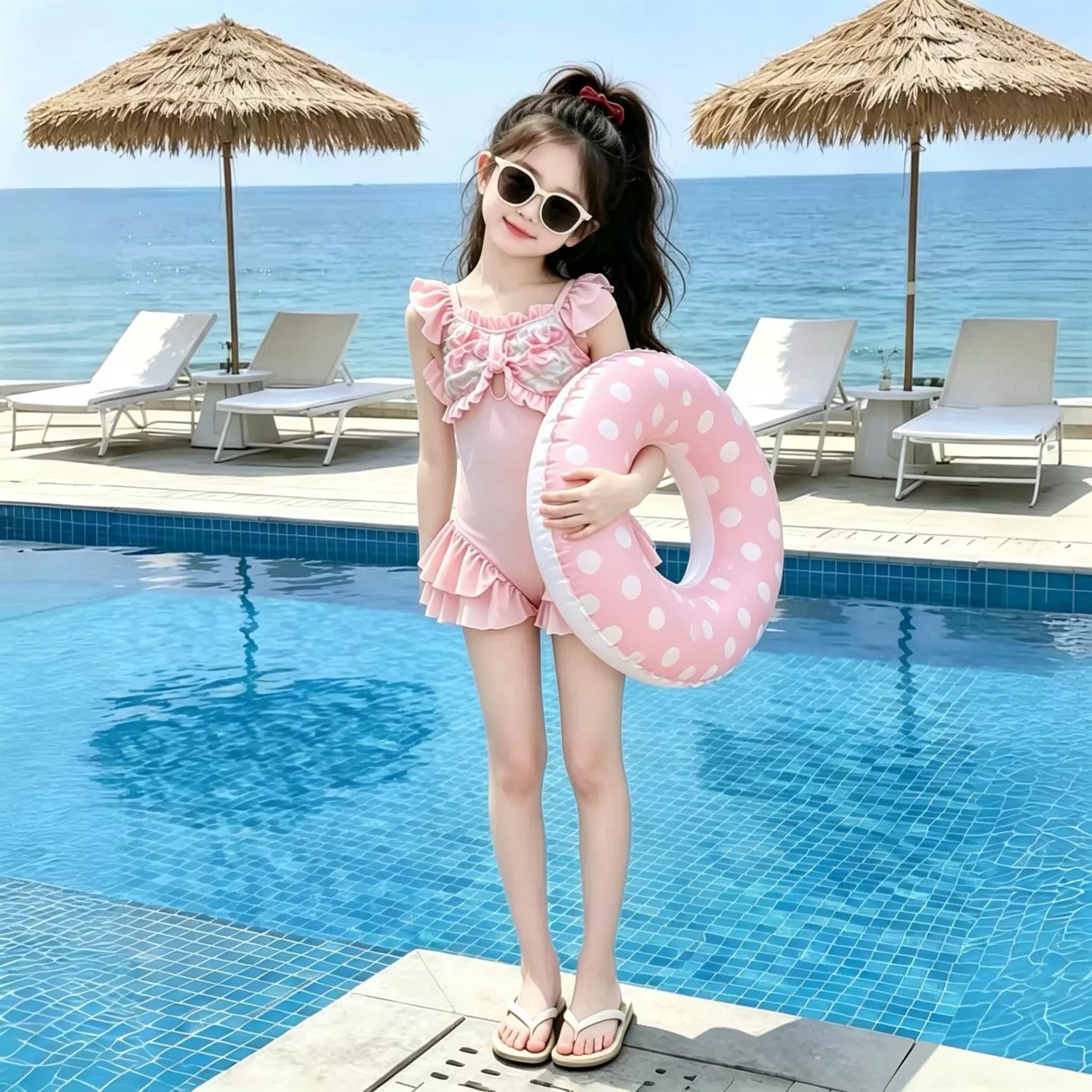 女童泳衣2026新款儿童洋气公主裙式游泳衣女孩大童夏季高颜值泳装 - 缩略图5