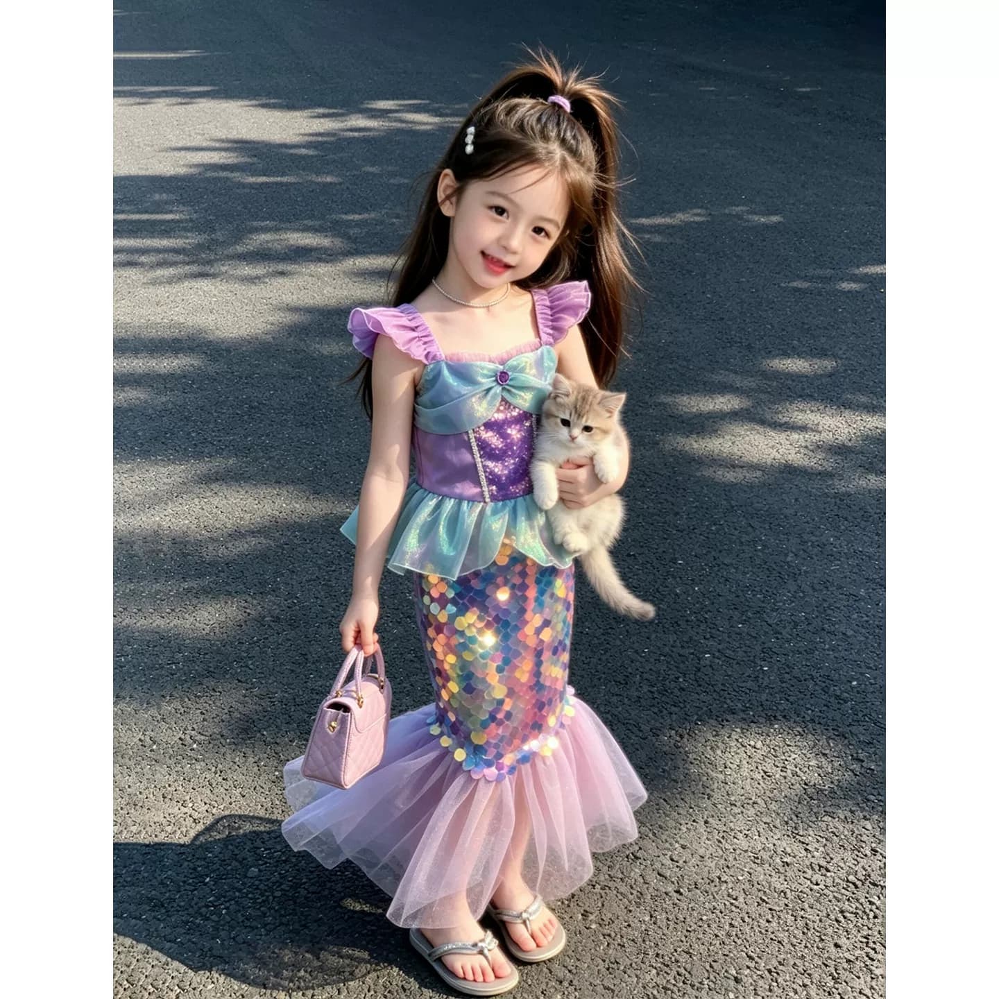 女童美人鱼连衣裙夏装2026新款儿童夏季绝美裙子小女孩亮片公主裙 - 缩略图3