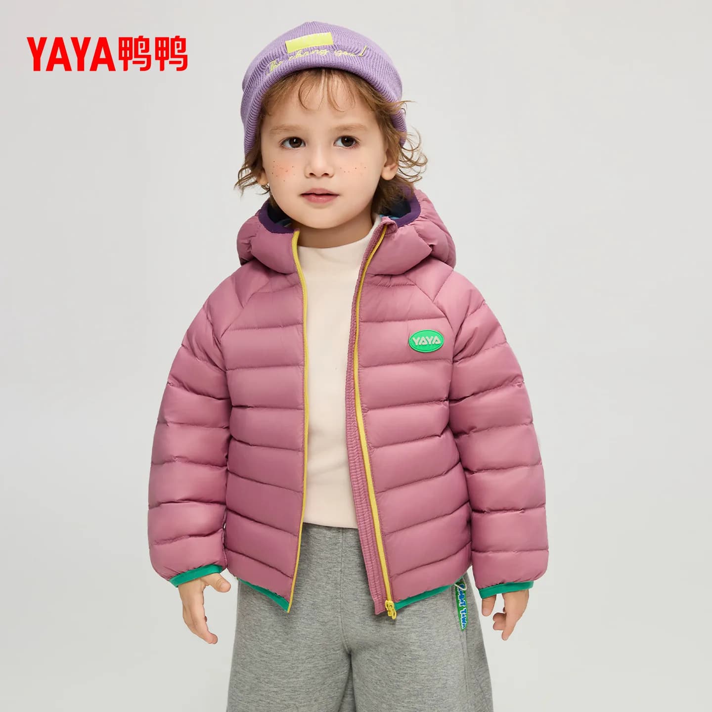 鸭鸭儿童羽绒服男女童同款2026反季轻薄立领连帽短款面包服外套M - 缩略图4