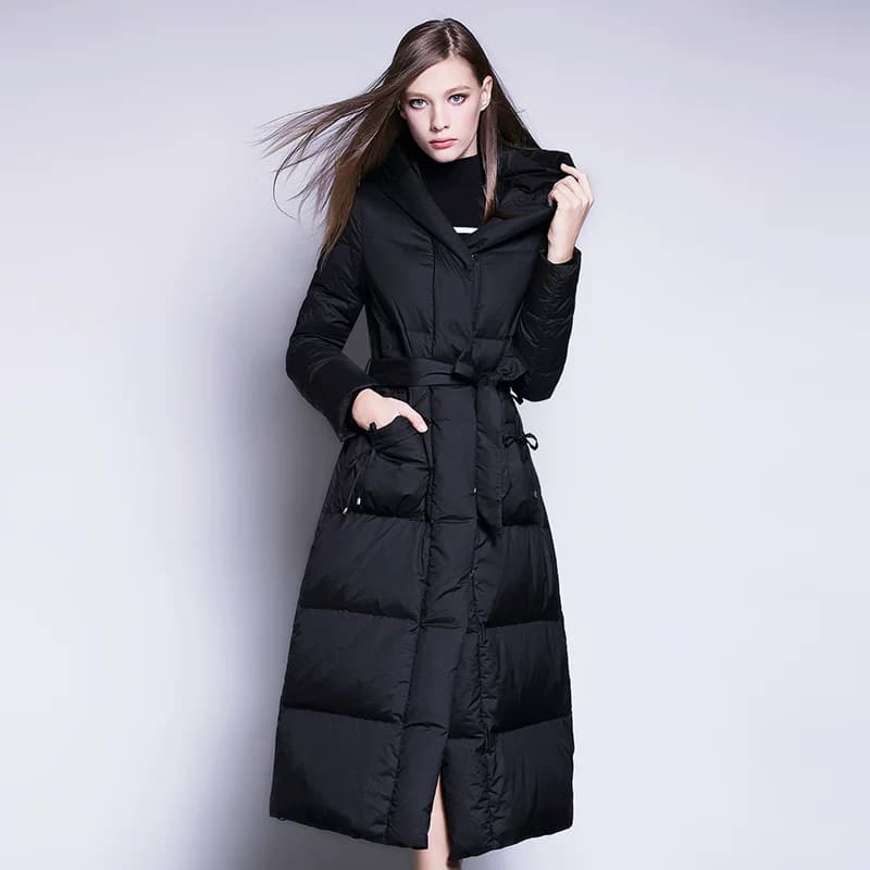 FG 超长款加厚过膝连帽白鸭绒羽绒服女韩国版修身黑色2018冬新款C - 缩略图3