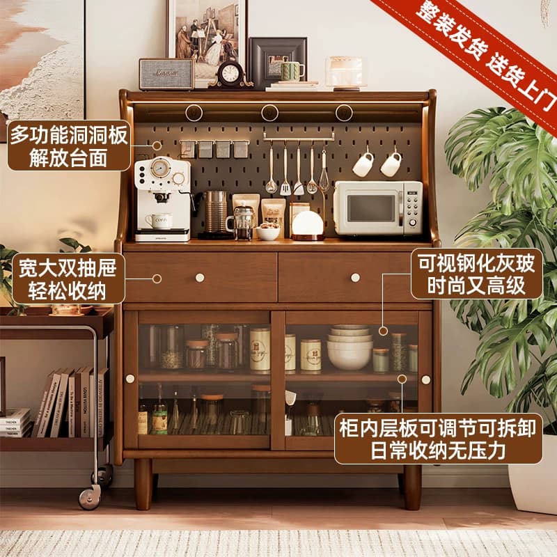 国家补贴客厅实木餐边柜小尺寸置物柜中古靠墙一体储物柜咖啡边柜 - 缩略图3