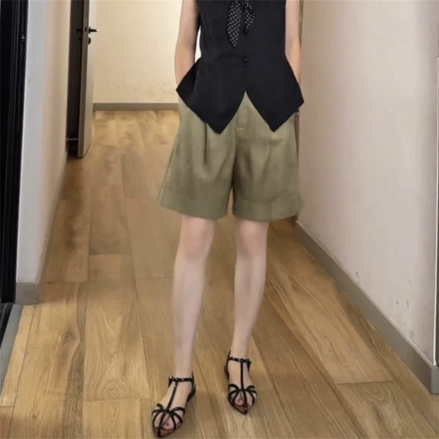 天丝亚麻短裤女2026夏季新款高腰显瘦休闲裤宽松高级感阔腿五分裤 - 缩略图5