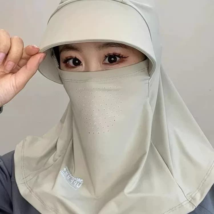 夏季全脸基尼冰丝遮阳帽子女防晒帽防紫外线户外骑行护颈一体面罩 - 缩略图5