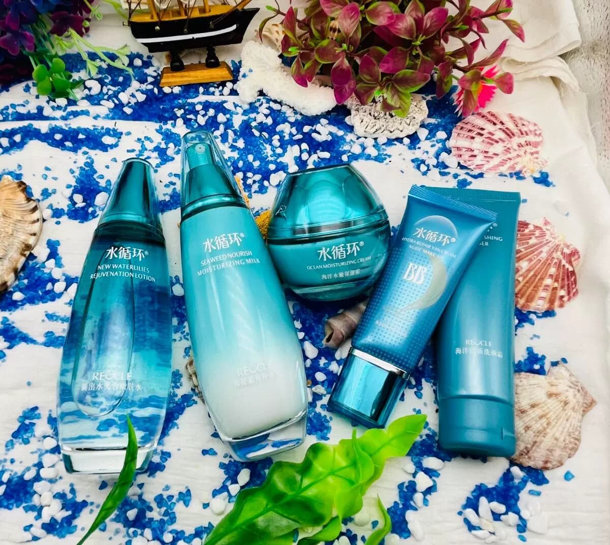 水循环化妆品新海洋补水礼盒五件套装护肤保湿洁面爽肤乳液滋润组 - 缩略图2