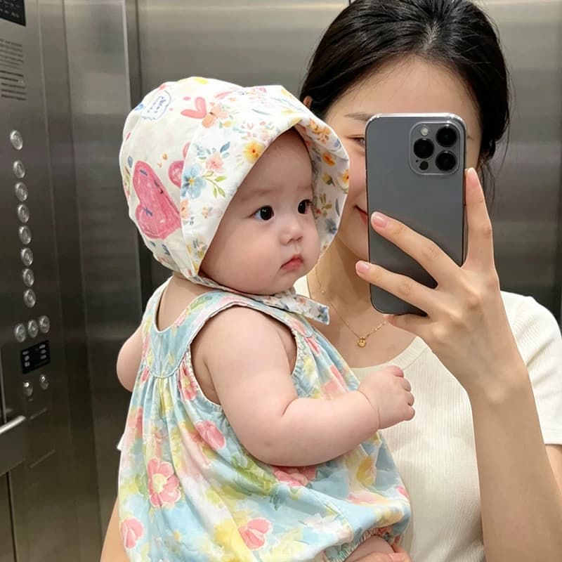 时尚婴儿帽子百搭春夏防晒防风遮阳护耳帽洋气韩版女宝宝包头帽潮 - 缩略图4
