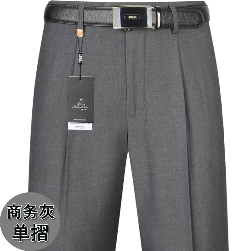 啄木鸟男士夏季薄款高腰中老年直筒免烫宽松男裤大码西裤中年长裤 - 缩略图4