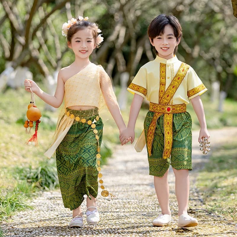 六一儿童少数民族傣族服装男女童夏装泰国印度舞蹈服幼儿园演出服 - 缩略图2