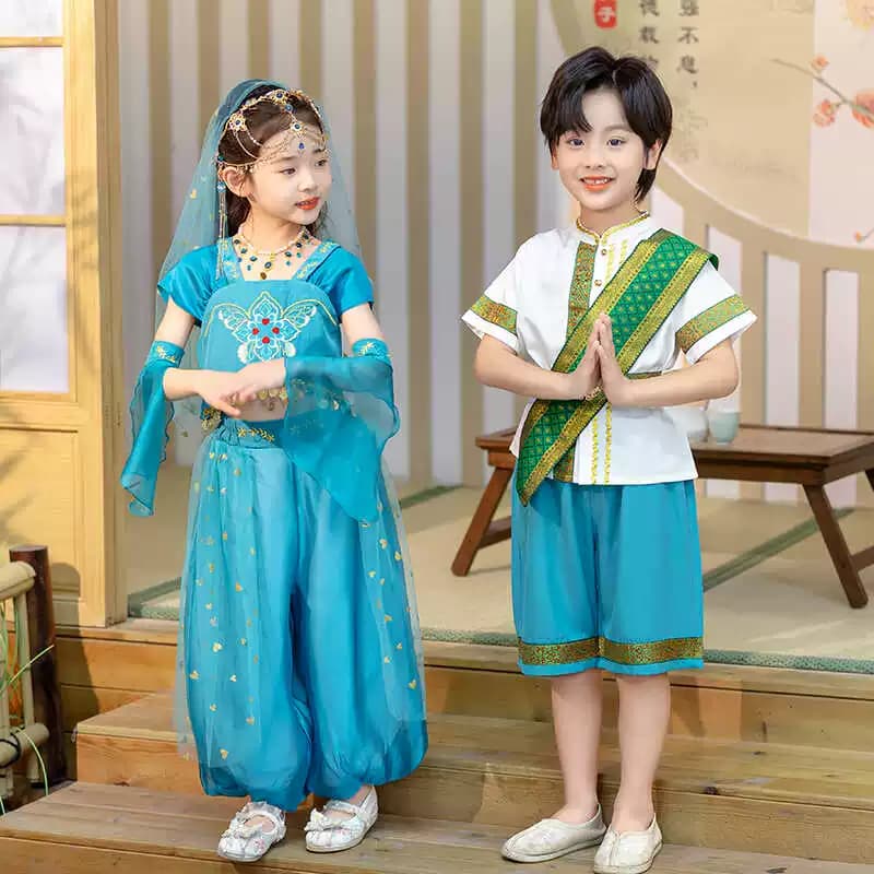 六一儿童少数民族傣族服装男女童夏装泰国印度舞蹈服幼儿园演出服 - 缩略图5