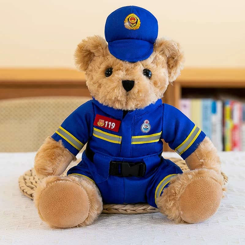 交警小熊公仔铁骑小熊警官制服消防熊反光服交通小熊网红警察小熊 - 缩略图4