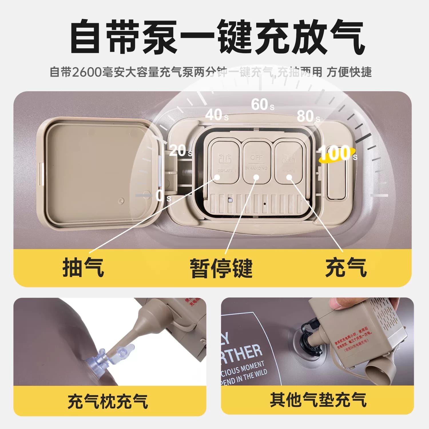 探险者全自动打地铺充气床垫帐篷户外露营睡垫折叠家用冲放气垫床 - 缩略图2
