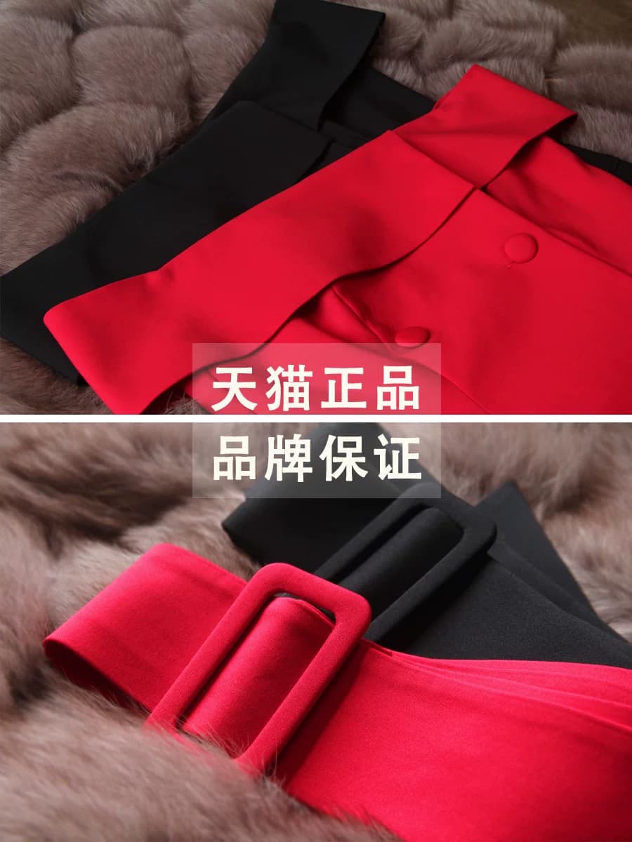 抹胸黑色一字领露肩连衣裙一字肩心机小黑裙长款赫本风小礼服名媛 - 缩略图4