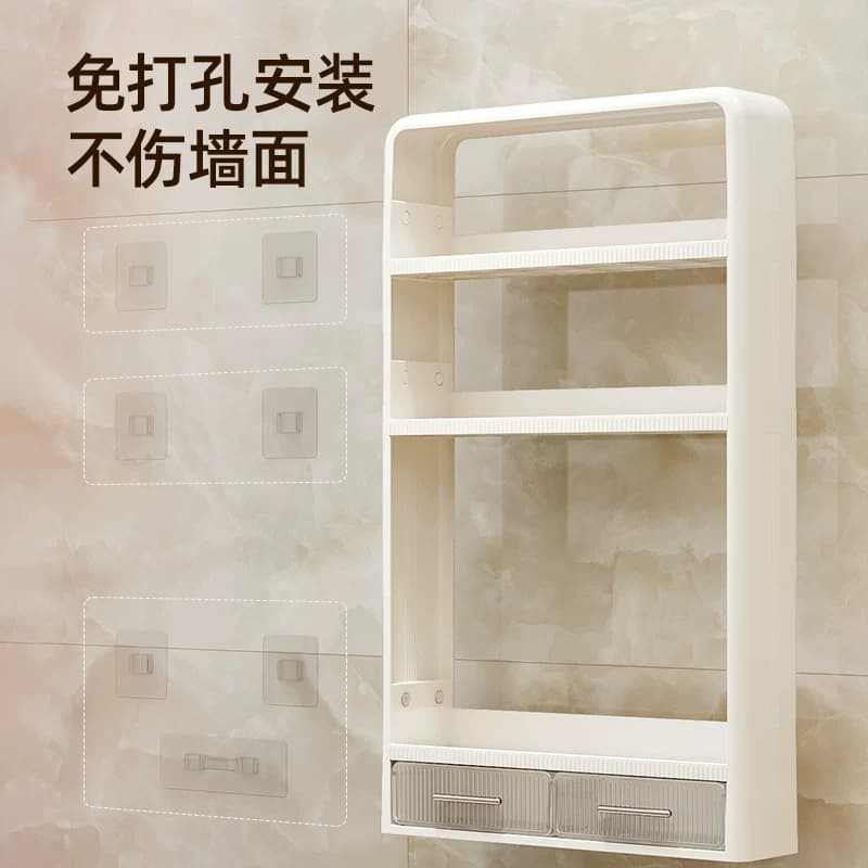 卫生间置物架免打孔卫浴壁挂小壁柜厕所浴室洗漱台墙上收纳储物架 - 缩略图4
