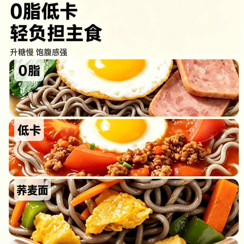 0脂肪非油炸荞麦面方便面整箱批发粗粮免煮主食无糖精代餐食品 - 缩略图5