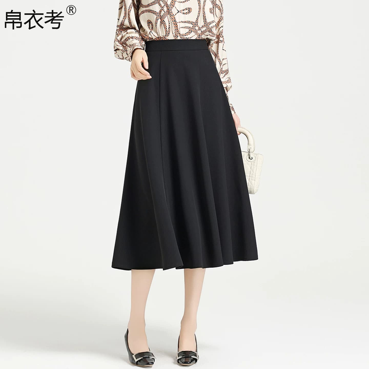 中长款半身裙女春秋季新款高腰显瘦垂感大摆a字裙职业简约西装裙 - 缩略图5