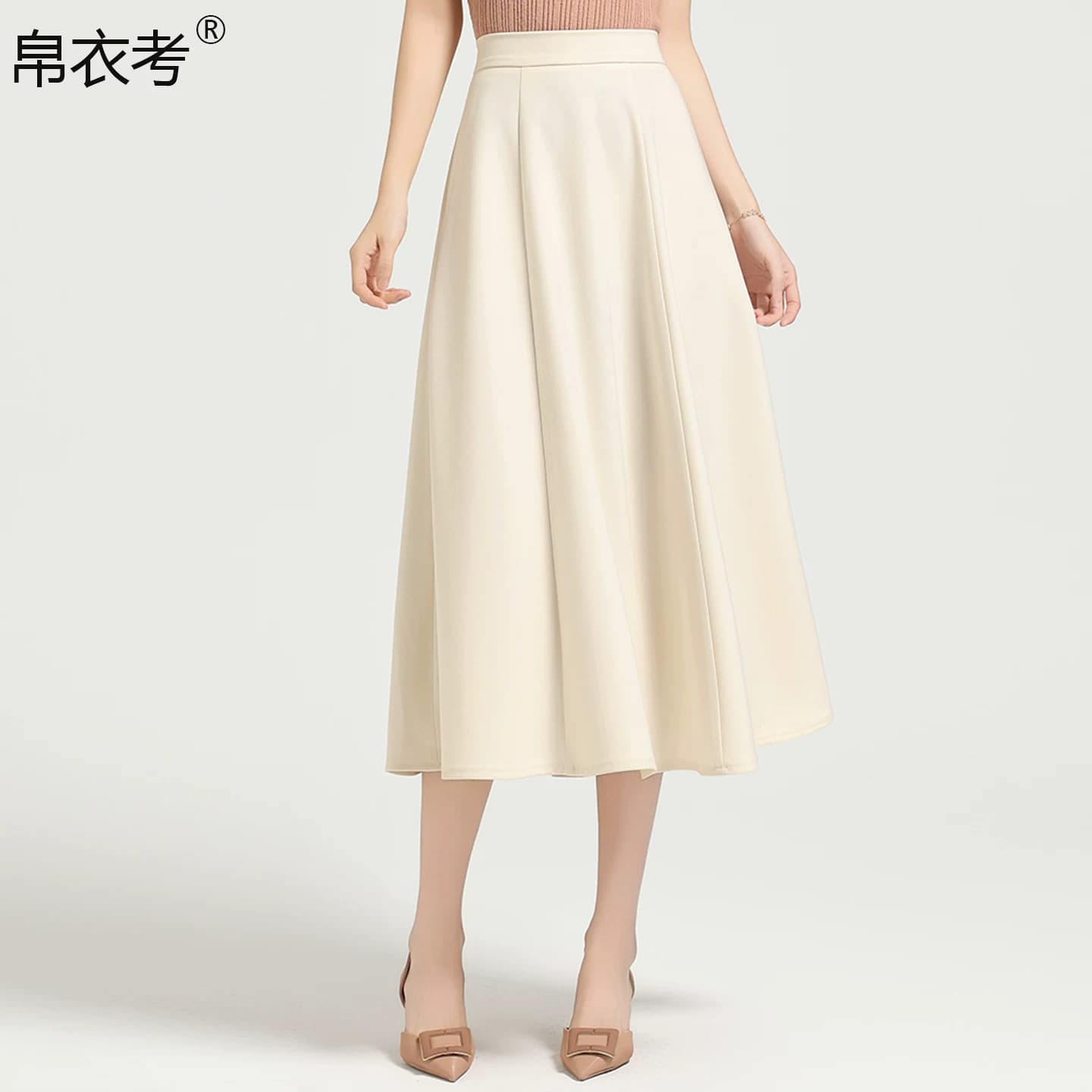 中长款半身裙女春秋季新款高腰显瘦垂感大摆a字裙职业简约西装裙 - 缩略图3