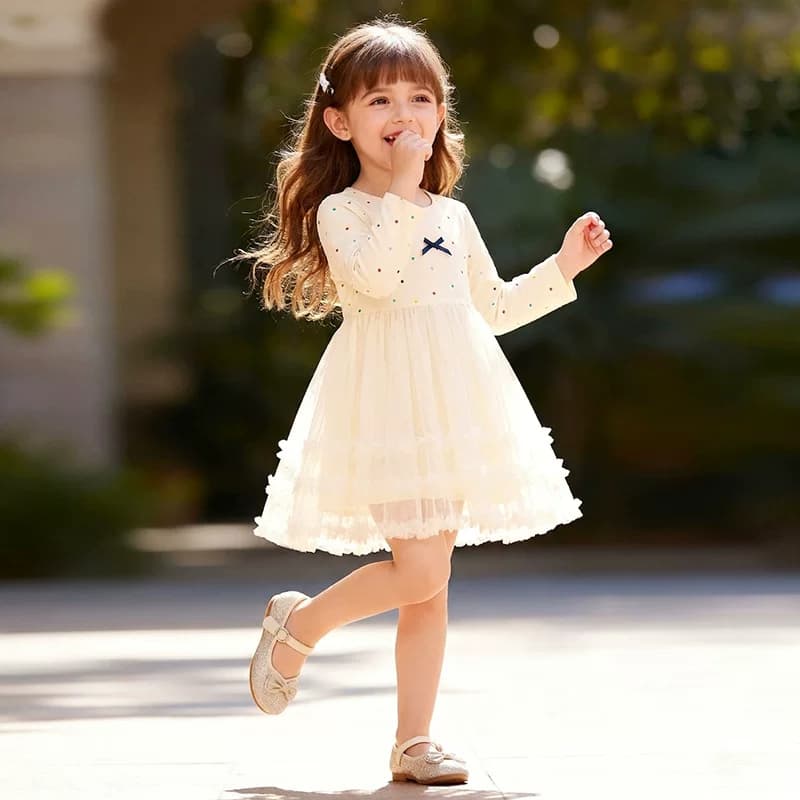 2026新款Little Maven女童网纱公主裙秋季波点蝴蝶结蛋糕裙蓬蓬裙 - 缩略图3