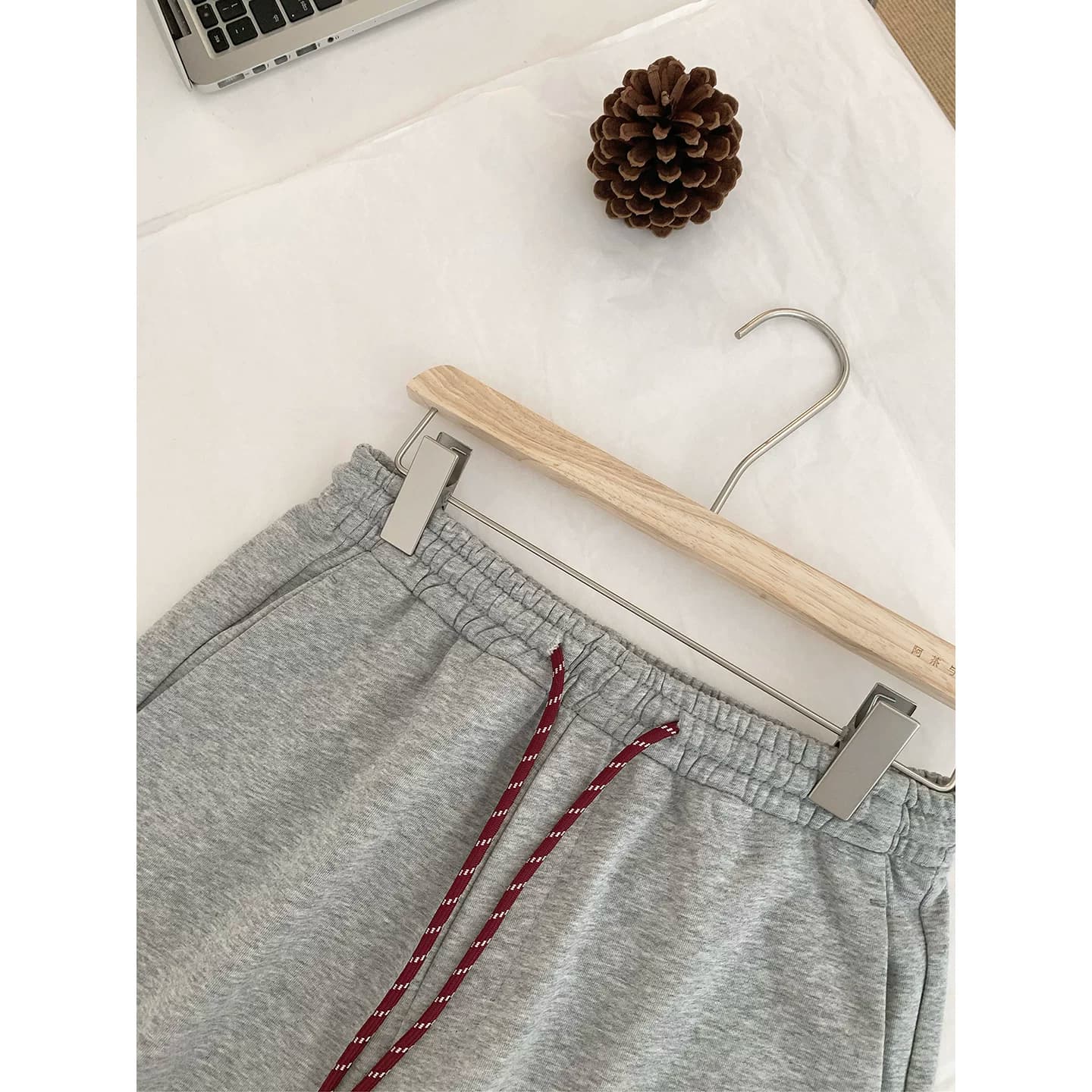 阿茶与阿古灰色慵懒风抽绳短裤男夏季基础款宽松百搭好穿休闲裤子 - 缩略图5