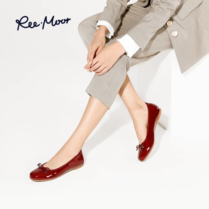 REEMOOR睿慕蛋卷鞋女红色浅口平底鞋软底船鞋芭蕾舞单鞋瓢鞋女鞋 - 缩略图2