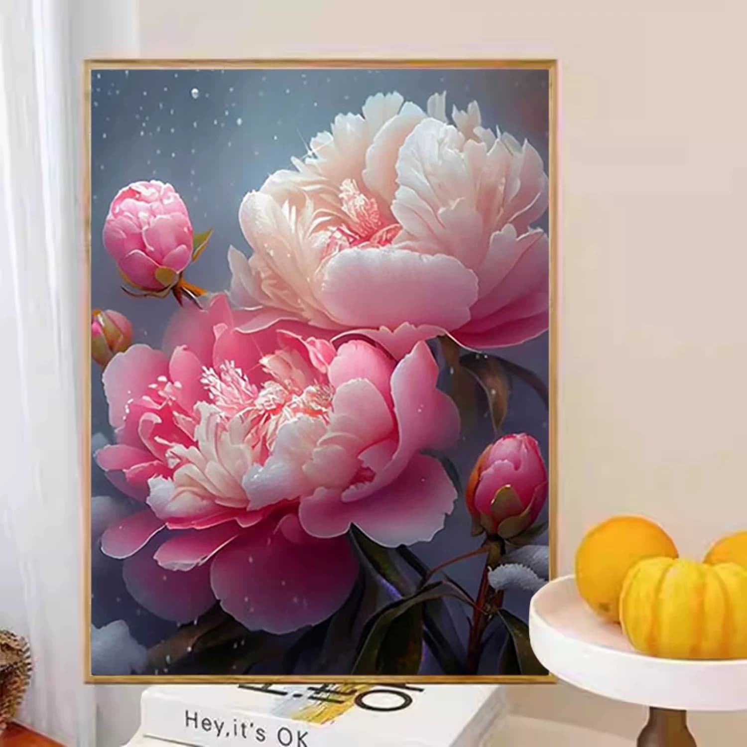 牡丹花卉钻石画满钻新款手工5D点贴粘钻十字绣客厅餐厅简约满钻画 - 缩略图2