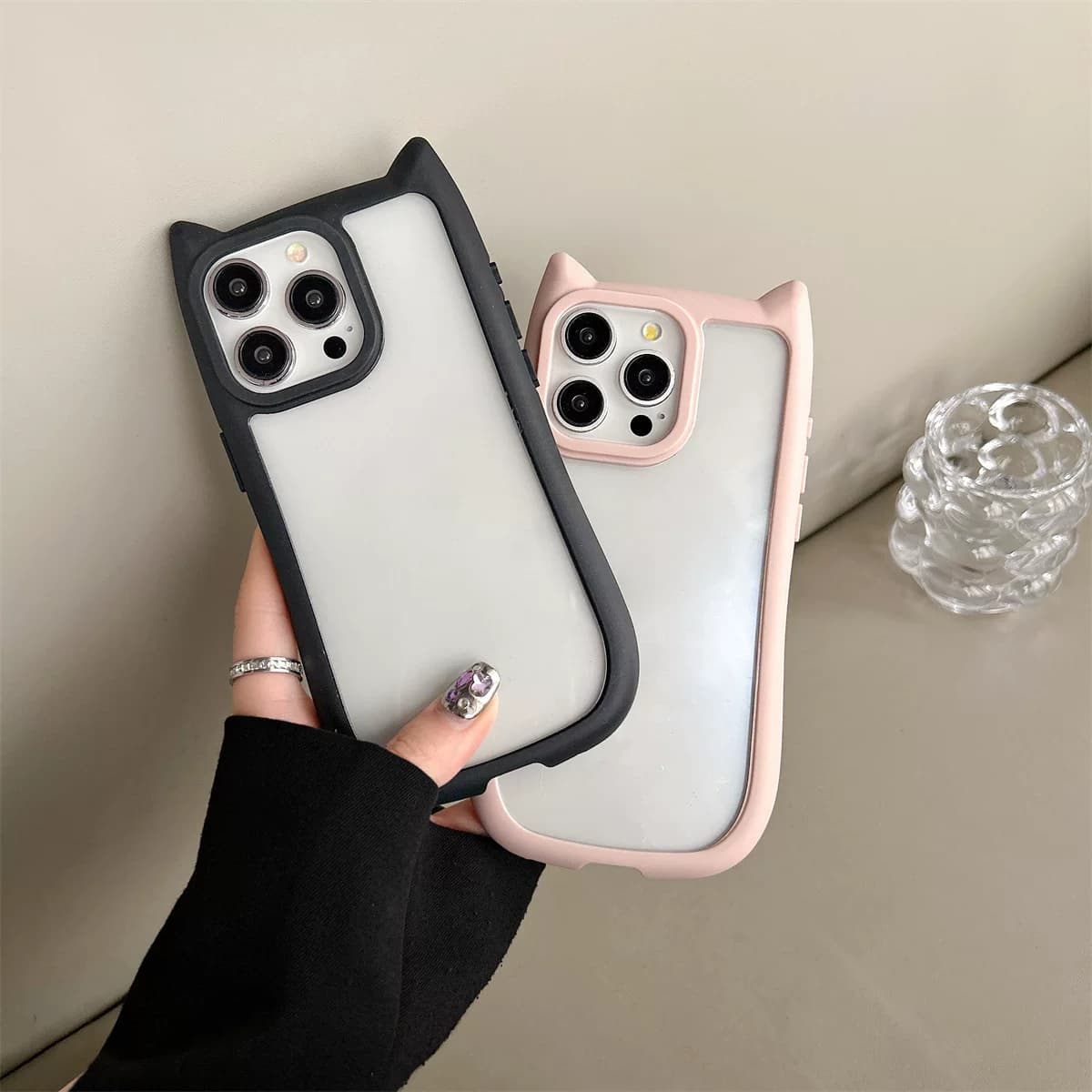 RB高版本适用于苹果iphone15/15promax手机壳14plus保护套13mini猫耳朵全包11防刮透明16亚克力硅胶17Pro情侣 - 缩略图3