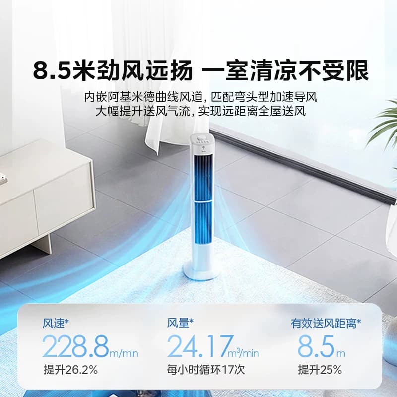 美的塔扇2026年双向吹风电风扇家用无叶风扇轻音塔式落地扇无扇叶 - 缩略图3