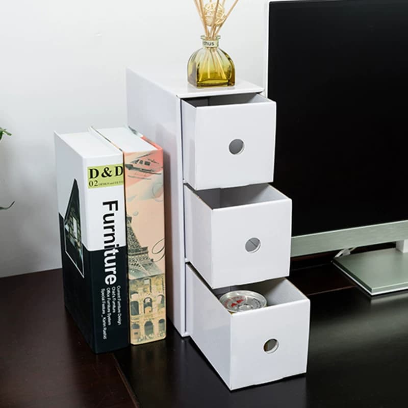 桌面创意小物品电脑架 抽屉式收纳盒 化妆品多层家用书桌置物架 - 缩略图3