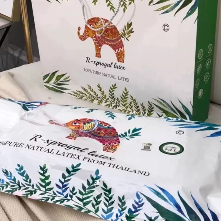 新皇家大象乳胶枕单只装天然乳胶枕护颈枕礼品枕芯带内外套一对装 - 缩略图4