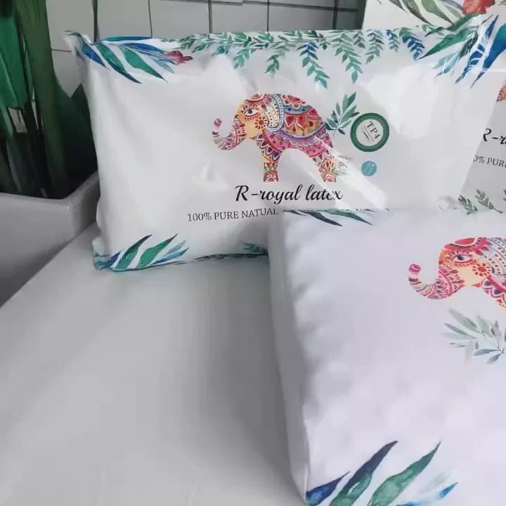新皇家大象乳胶枕单只装天然乳胶枕护颈枕礼品枕芯带内外套一对装 - 缩略图2