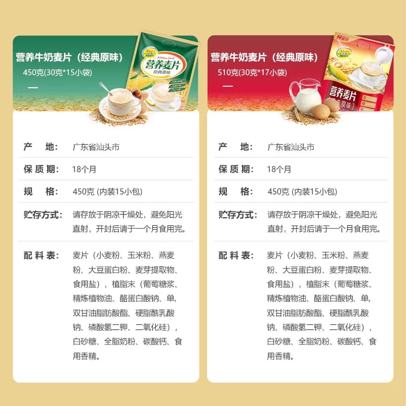经典原味牛奶麦片即食冲饮冲调营养早餐燕麦片独立包装官方旗舰店 - 缩略图4