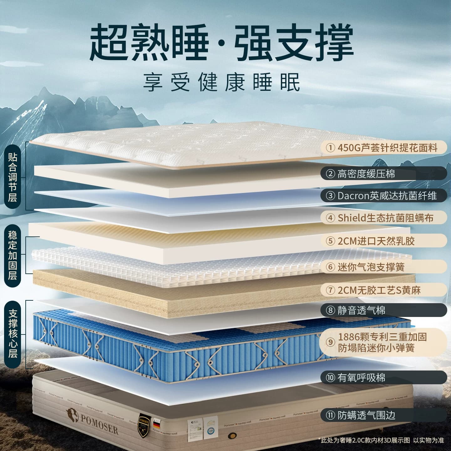 铂马仕独立弹簧床垫乳胶席梦思软垫椰棕垫护脊偏硬家用双人1.8米 - 缩略图4