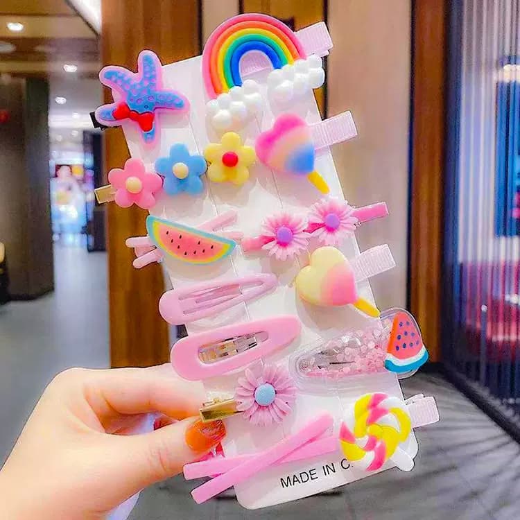 网红新款宝宝公主糖果色发饰14件套可爱花朵动物发卡儿童发夹套装 - 缩略图2