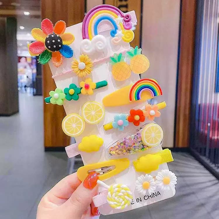 网红新款宝宝公主糖果色发饰14件套可爱花朵动物发卡儿童发夹套装 - 缩略图5
