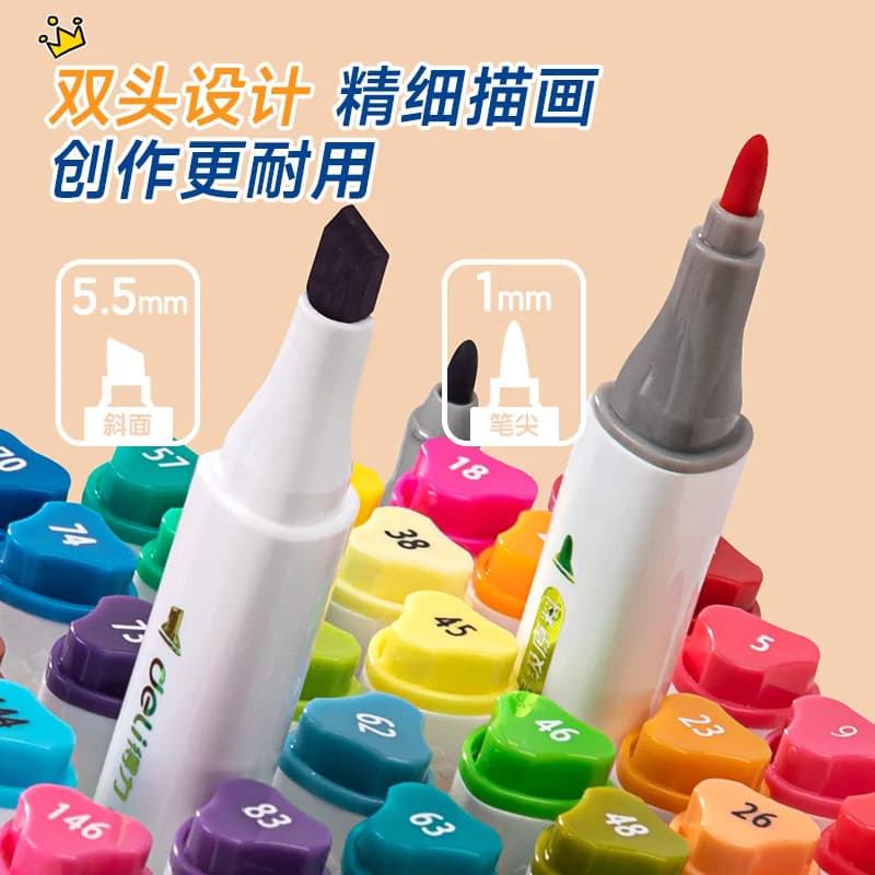 得力马克笔食品级水性双头彩色水彩笔可水洗不透色丙烯小学生幼儿园儿童美术DIY绘画专用画涂鸦笔 - 缩略图3